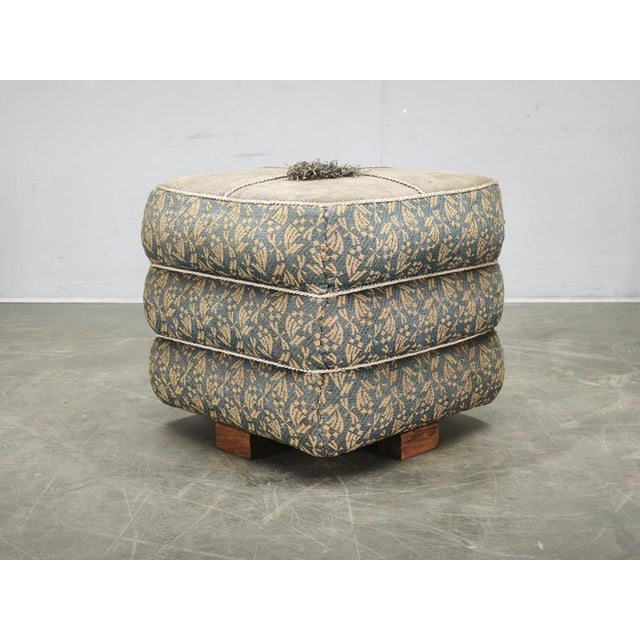 Art Deco Czech Upholstered Walnut Ottoman, 1930s For Sale - Image 13 of 14
