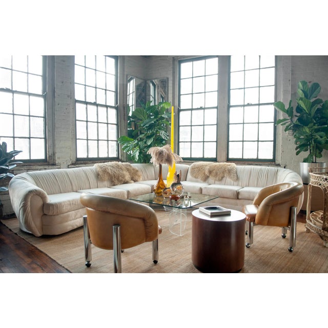 Milo Baughman for Thayer Coggin Pair of 1970s Post-Modern Vinyl & Chrome Lounge Chairs Attributed to Milo Baughman For Sale - Image 4 of 10