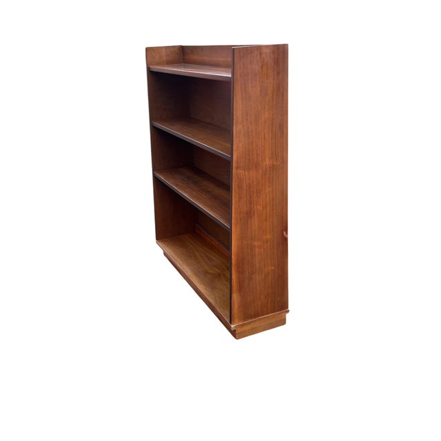 Mid-Century Modern Walnut Bookcase or Display Cabinet A handsome Mid-Century Modern open bookcase crafted in warm walnut...