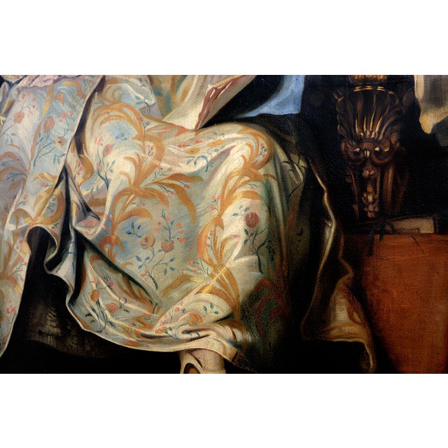 This elegant oil on canvas by Italian painter Angelo Granati portrays a noblewoman seated in a richly appointed interior,...