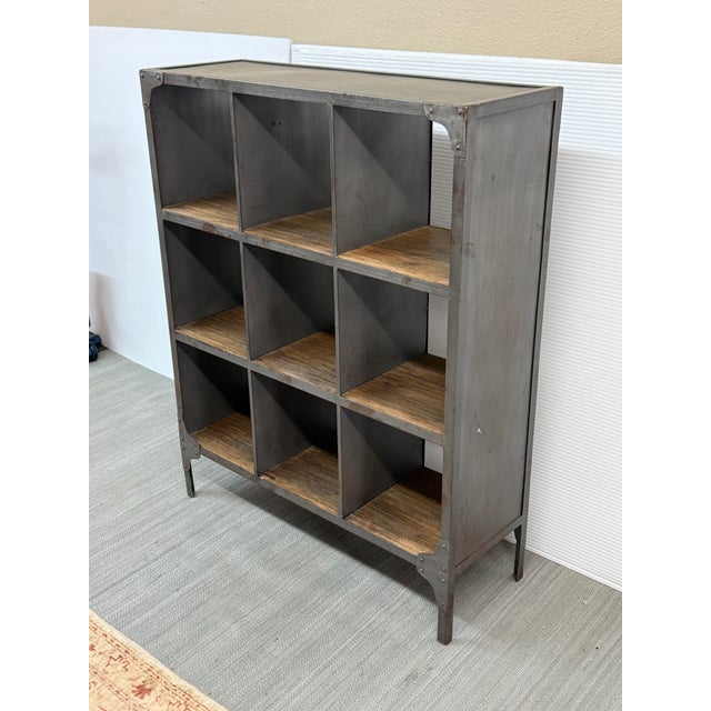 Industrial Restoration Hardware Industrial Metal Bookshelf For Sale - Image 3 of 13
