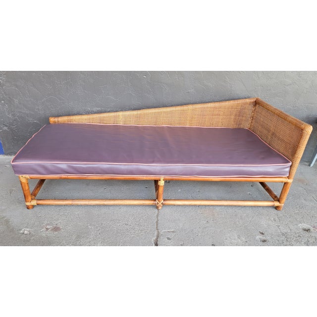 Mid 20th Century Tommi Parzinger for Willow and Reed Bamboo and Cane Chaise Daybed For Sale - Image 5 of 12