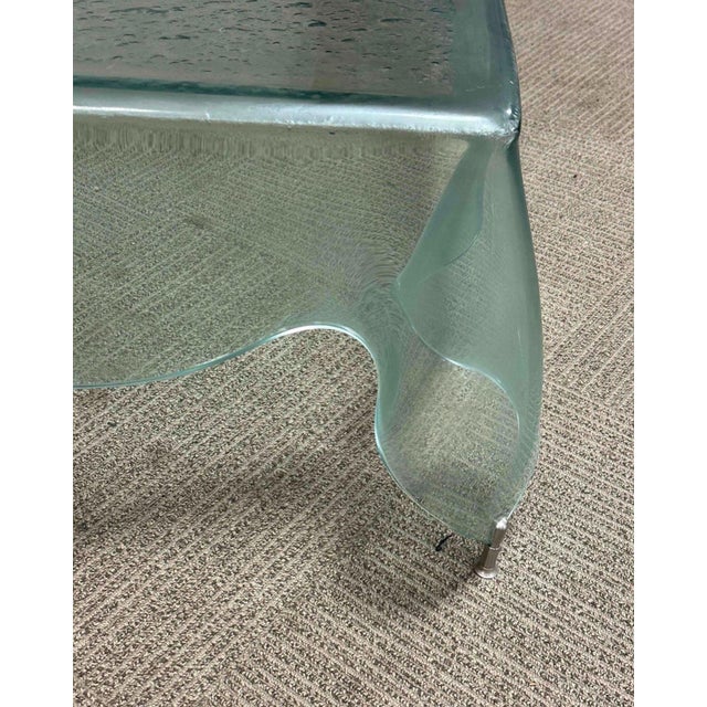 1980s 1980's Vintage Murano "attributed" Glass Hand Blown Handkerchief Coffee Table from Italy For Sale - Image 5 of 8