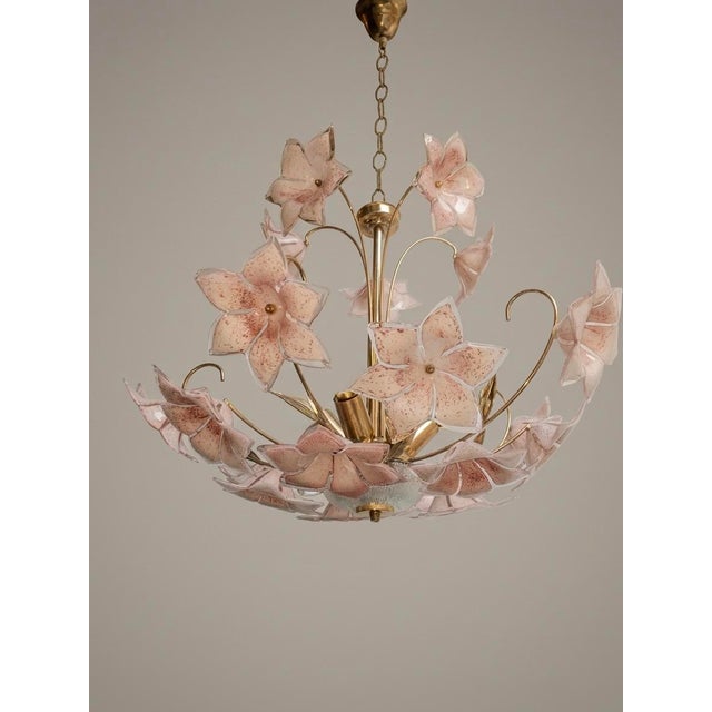 Large Exquisite Mid-Century Murano Glass Floral Chandelier, 1970s For Sale - Image 6 of 7
