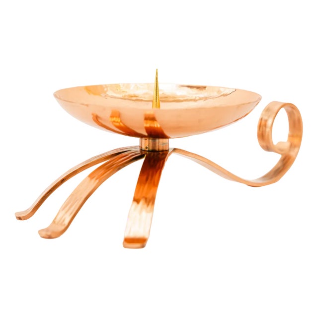 Portable Copper Candlegolder for Wine Cellars, Vienna, 1950s For Sale