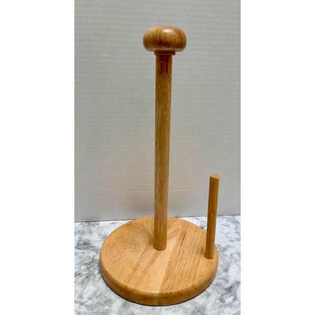 Farmhouse Vintage Americana Natural Wood Paper Towel Holder For Sale - Image 3 of 7