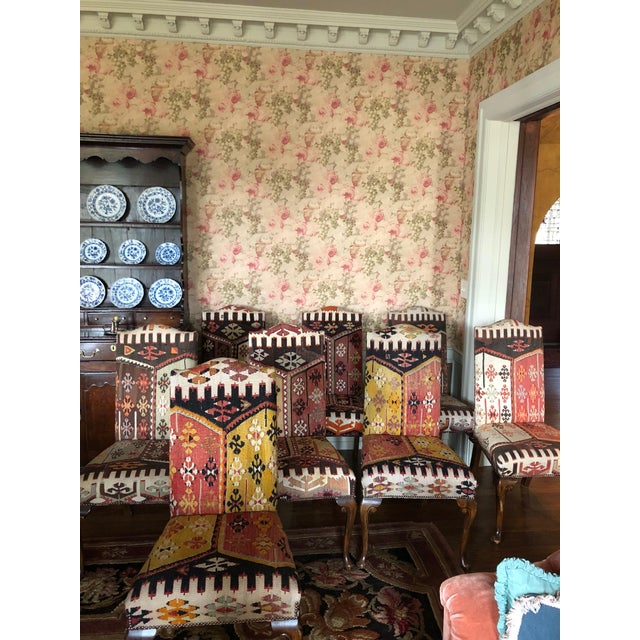 20th Century Kilim Upholstered Dining Chairs Set of 8 Chairish
