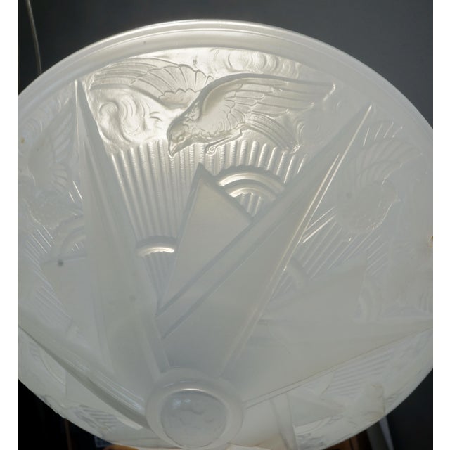 Opalescent French Art Deco Pendant Light by Hettier Et Vincent & Hanots 1930 France For Sale - Image 9 of 15