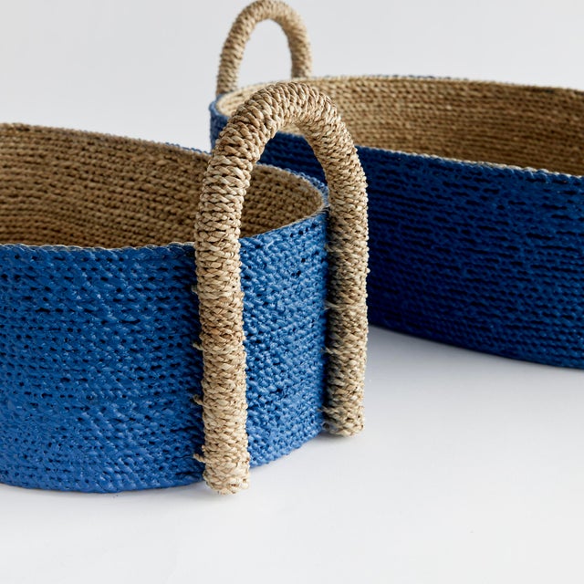Modern Tiana Seagrass Short Oval Baskets, Set Of 2 For Sale - Image 3 of 4