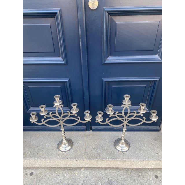Vintage Candleholders in Metal, 1920s, Set of 2 For Sale - Image 4 of 11