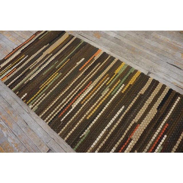 1930s Multicolor Stripe Folk Art Antique American Braided Rug 2'9'' X 13' Wool Carpet Runner For Sale - Image 13 of 15