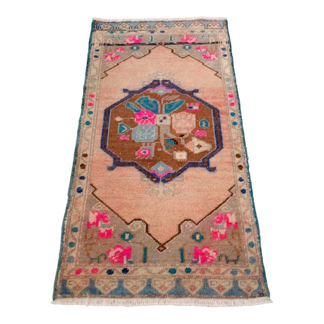 Turkish Hand Made Small Rug Doormat Enrtyway Decor - 1'10" X 3'9" For Sale - Image 4 of 13