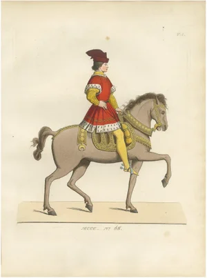 Mounted Nobleman in Parade Dress, 1845, Paper