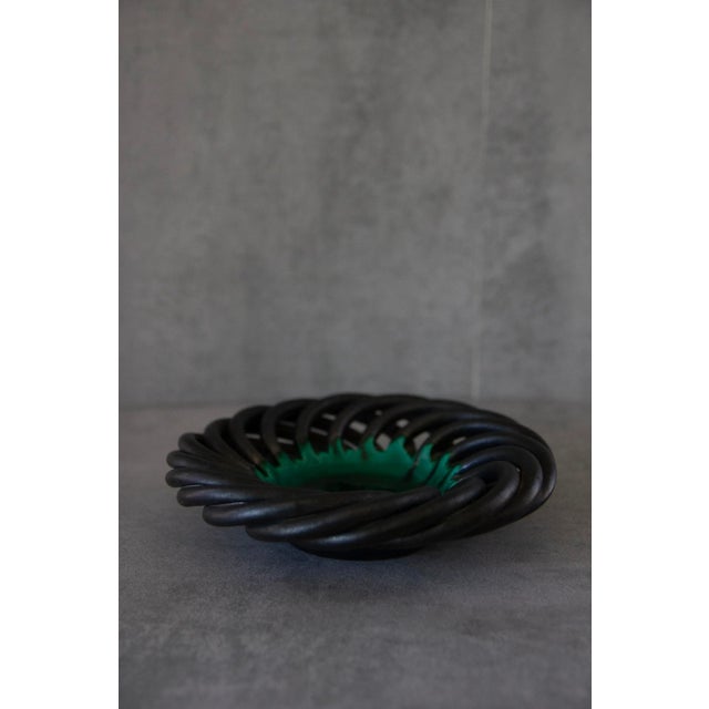 Mid-Century Modern 1960s Signed Vallauris Fréres Massier Woven Ceramic Bowl For Sale - Image 3 of 7