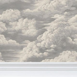 Kipling Clouds Etching Traditional Wallpaper – Antique Cream Single Roll For Sale