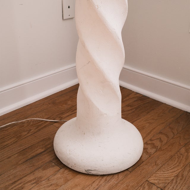 1980s 1980s Postmodern Michael Taylor Style Plaster Swirl Floor Lamp With Pleated Shade For Sale - Image 5 of 5