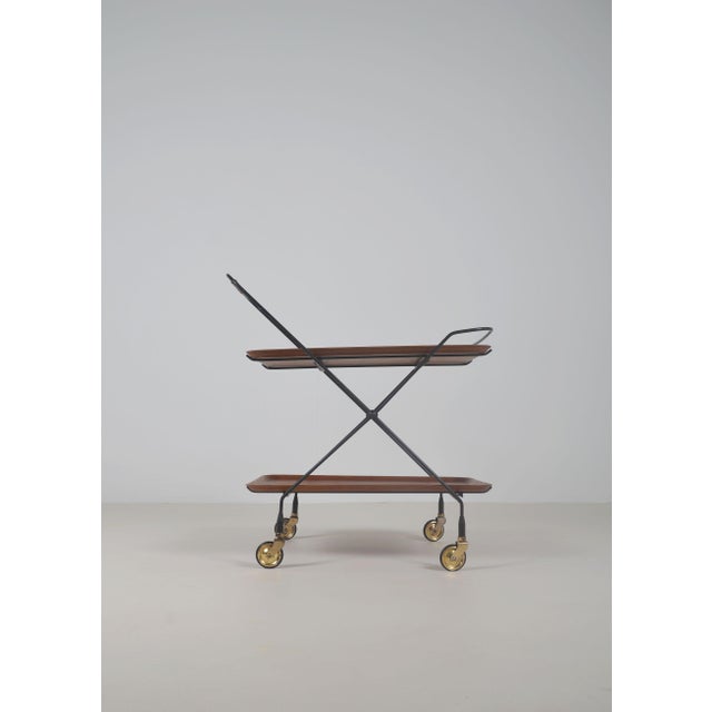 Mid-Century Modern Swedish Trolley attributed to Paul Nagel for Jie Gantofta, 1960s For Sale - Image 3 of 12