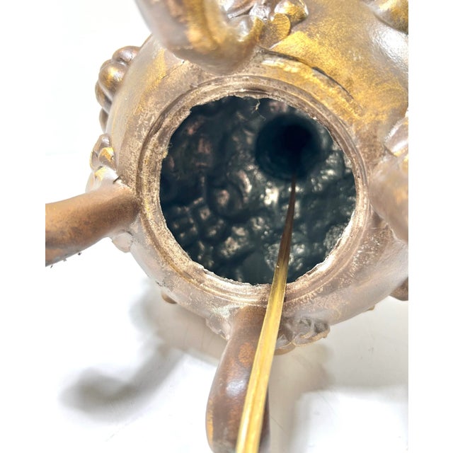 Brass 1980s Cast Metal Gold Fruit Motif Table Lamp – Hollywood Regency Style For Sale - Image 8 of 9