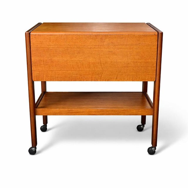 Vintage Teak Drop-Leaf Drinks Trolley on Castors For Sale - Image 12 of 12