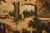 Brown Hand-Painted Four-Panel Folding Screen with Architectural Landscape Scene For Sale - Image 8 of 10
