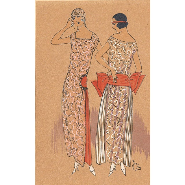 Printmaking Materials 1922 Set of 2- French Art Deco Fashion Pochoirs For Sale - Image 7 of 9
