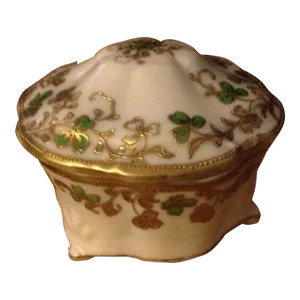 1920s IEC & Co. Japanese Gilt Porcelain Beaded Moriage Trinket Box
