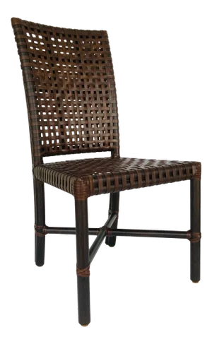 Baker McGuire Organic Modern Woven Rawhide Leather and Brown Rattan Dining Chair