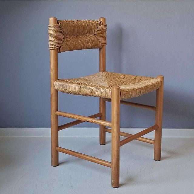 Wooden Chair with Rush Seat and Backrest, 1960s For Sale - Image 8 of 8
