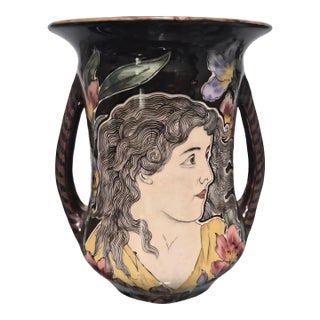 Antique Royal Bonn Porcelain Art Nouveau Female Portrait Vase For Sale