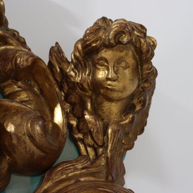 French 1920s Ditta Pieri & Son Italian Louis XIV Style Figural Carved Giltwood Headboard For Sale - Image 3 of 8