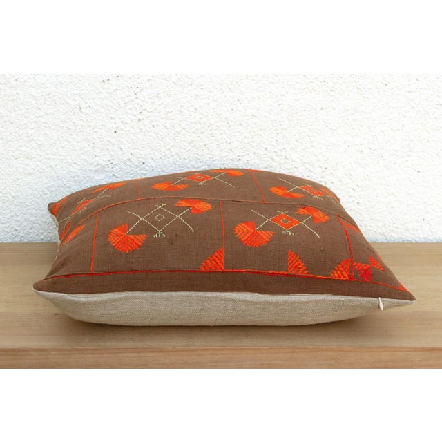 Village Flowers, Antique Phulkari Pillow Cover For Sale - Image 4 of 6