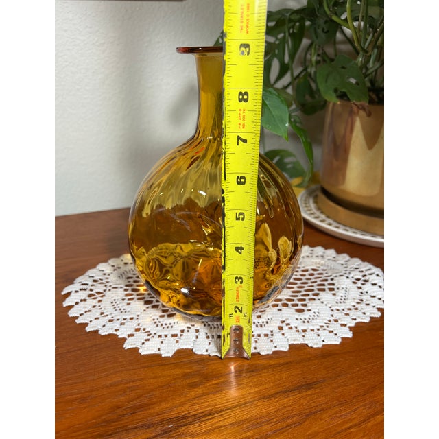 Blenko Vintage 1969 Blenko Lemon #6916 Handblown Amber Glass Decanter For Sale - Image 4 of 10