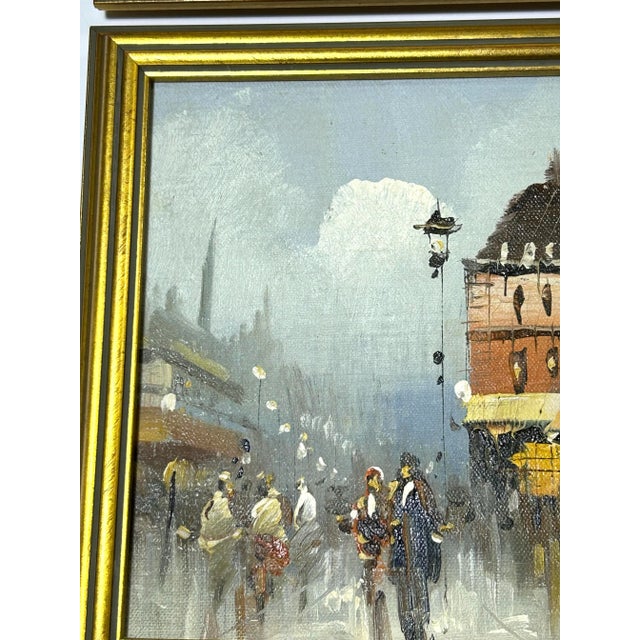 1950s 1950s Paris Street Scene Oil Paintings – Signed Cityscape Pair For Sale - Image 5 of 12