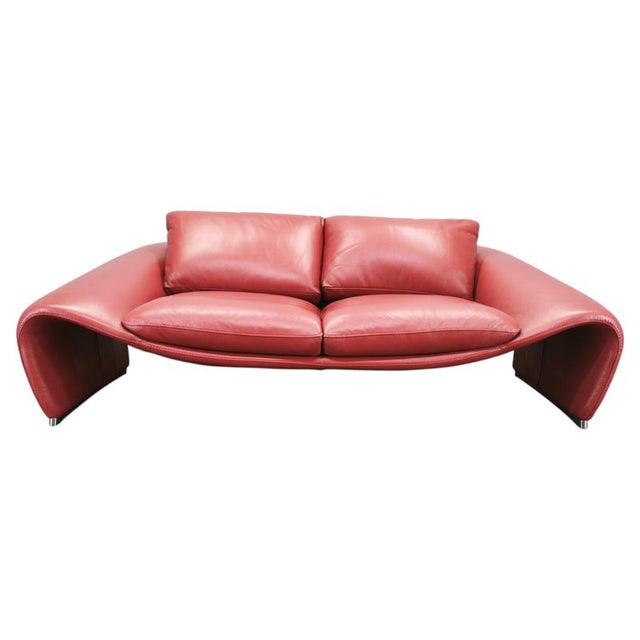 Italian Red Leather Sofa by Divanotti, Postmodern, 1990s For Sale - Image 18 of 18