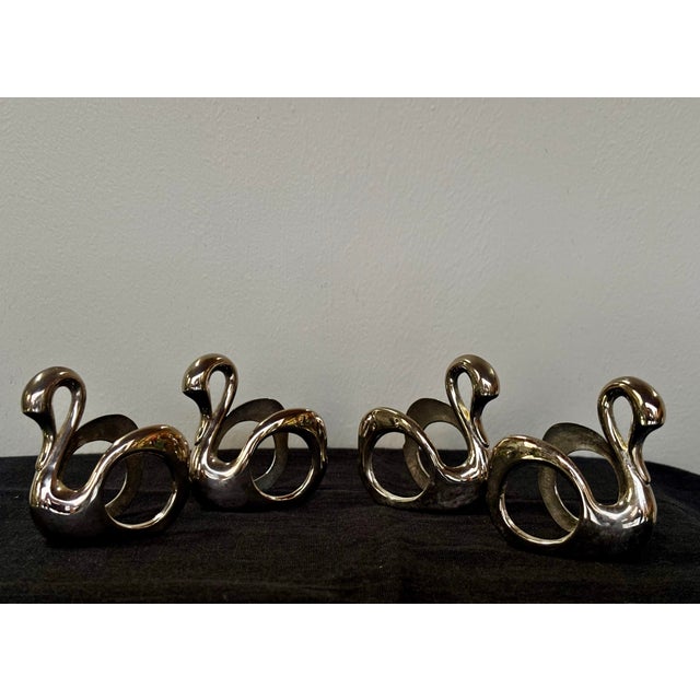 1990s Silver Swan Napkin Rings For Sale - Image 4 of 5