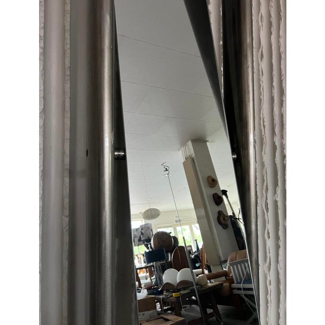 Glass Full-Length Steel Mirror, Italy, 1980s For Sale - Image 7 of 12