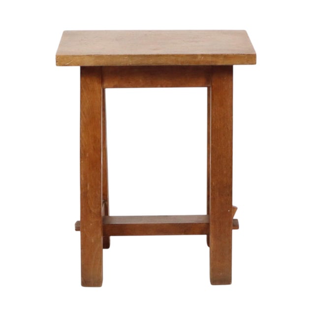 Old wooden stool from the south of France, made around the mid-20th century. A lovely, charming stool featuring an oak...