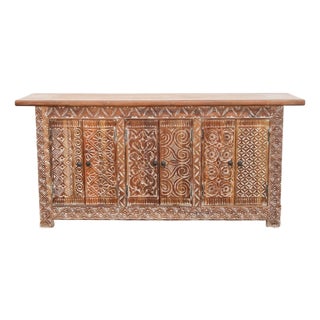 Finely Carved Coromandel Whitewash Sideboard For Sale