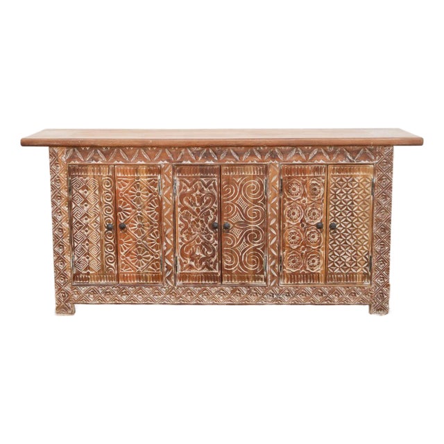 Finely Carved Coromandel Whitewash Sideboard For Sale