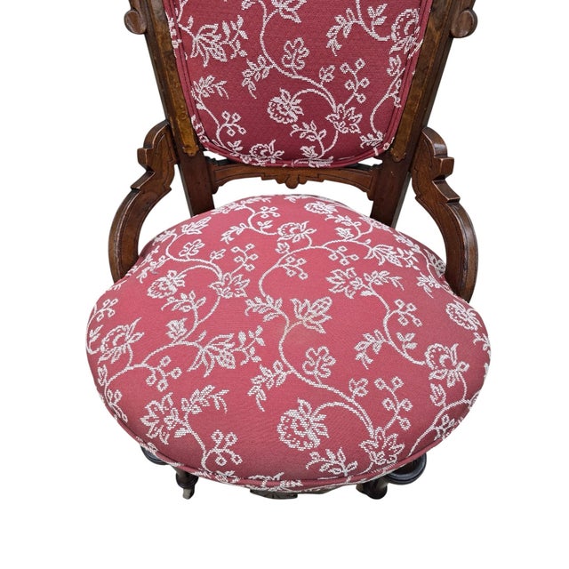 Antique Victorian Carved Walnut Parlor Chairs - Pair For Sale - Image 12 of 12