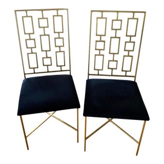 Worlds Away Regency Tetris Velvet Dining Chair For Sale