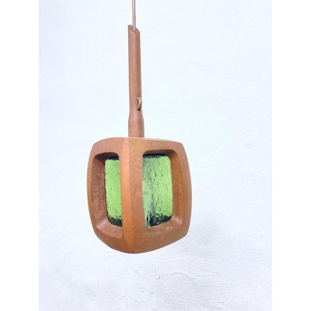 Pendant Lamp in Teak and Glass attributed to AB Stilarmatur, Tranås, Sweden, 1960s For Sale - Image 12 of 12