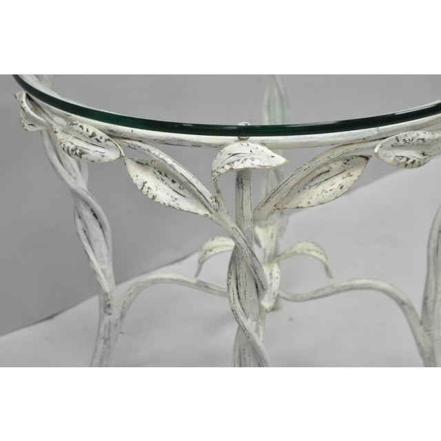 Vintage Italian Hollywood Regency Iron Leafy Scroll Round Occasional Side Table For Sale - Image 9 of 14
