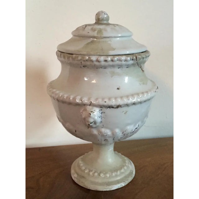 Ceramic 18th Century Italian Tin Glaze Faience Pottery Covered Urn Vase For Sale - Image 7 of 11