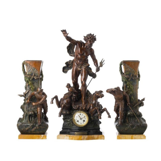 Neptuno Trim Table Clock from Louis & François Moreau, Set of 3 For Sale - Image 6 of 6