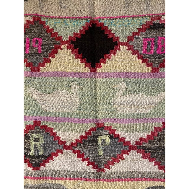 C. 1988 Vintage Peruvian Pictorial Textile With Animals and Inscription (73" X 55") For Sale - Image 4 of 18