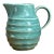 Vintage Aqua Ribbed Ceramic Pitcher For Sale