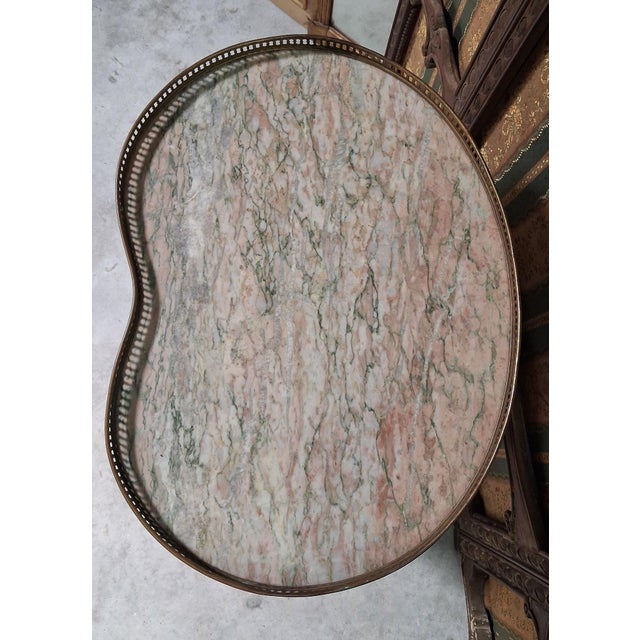 19th Century Louis XV Half Moon Commode in Marquetry and Gilt Bronze For Sale - Image 5 of 9