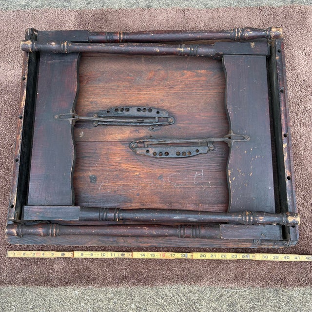 Antique American Wooden Folding Sewing Table For Sale - Image 10 of 12