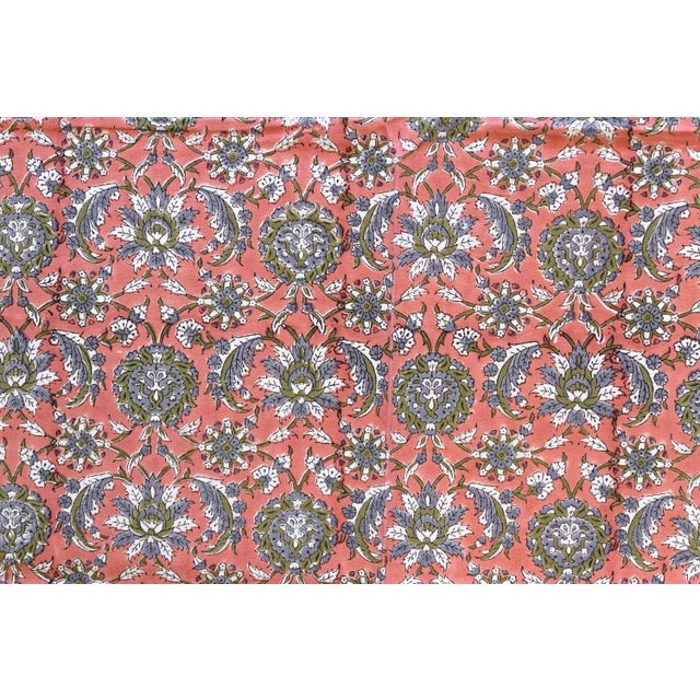 1990s Blush Horizon, Hand Blockprint Cotton Coverlet For Sale - Image 5 of 7